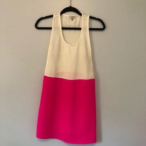 Colorblock tank dress pink white